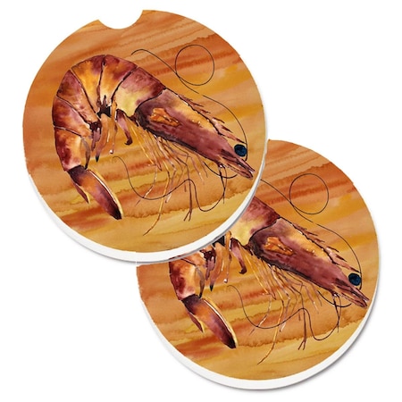 Carolines Treasures Shrimp Set of 2 Cup Holder Car Coaster 8140CARC